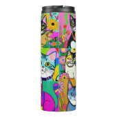 Leuke grillige Folk Art Cartoon Katten Thermosbeker (Achterkant)
