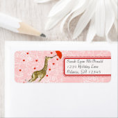 Leuke grillige Giraffe Rood Roze Stippen & Harten Etiket (Insitu)