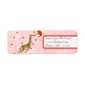 Leuke grillige Giraffe Rood Roze Stippen & Harten Etiket (Voorkant)