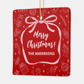 Leuke grillige hand getrokken boog Kerstmis Keramisch Ornament (Links)