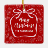 Leuke grillige hand getrokken boog Kerstmis Keramisch Ornament (Voorkant)