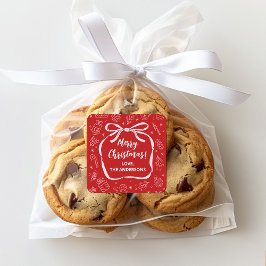 Leuke grillige hand getrokken boog Kerstmis Vierkante Sticker