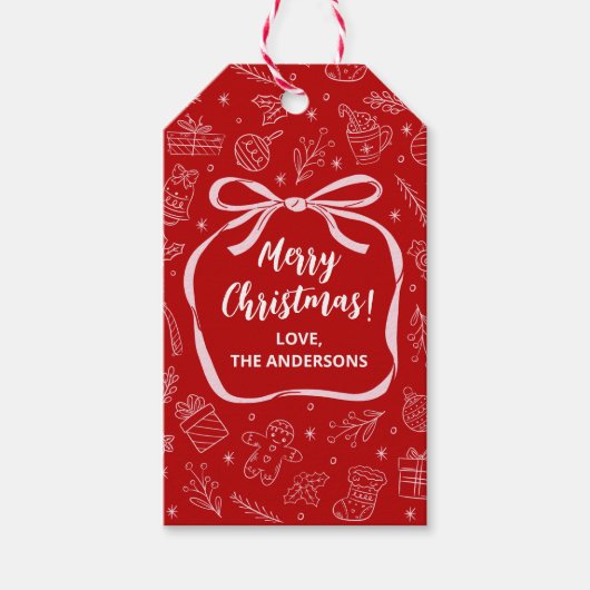 Leuke grillige hand getrokken kerstvakantie cadeaulabel (Voorkant)