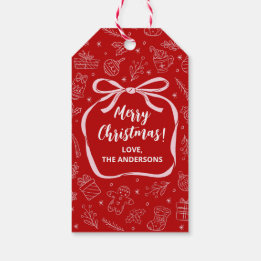 Leuke grillige hand getrokken kerstvakantie cadeaulabel