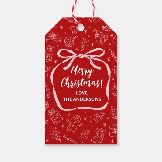 Leuke grillige hand getrokken kerstvakantie cadeaulabel (Achterkant)