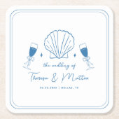 Leuke grillige hand getrokken nautische kust bruil kartonnen onderzetters (Voorkant)