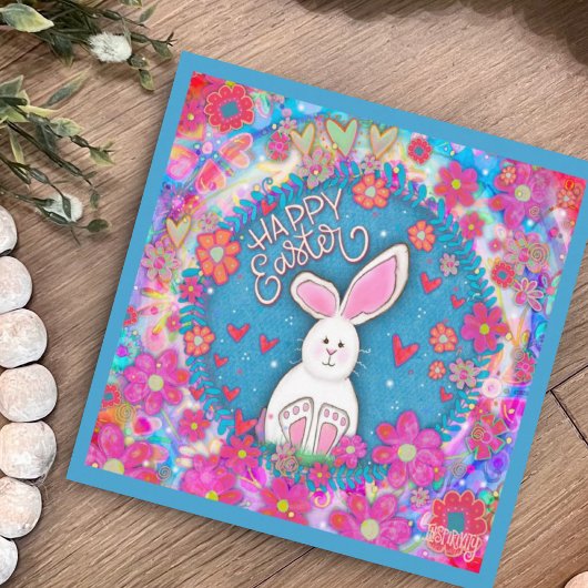 Leuke grillige Happy Easter Bunny Inspirivity Notitiekaartje