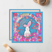 Leuke grillige Happy Easter Bunny Inspirivity Notitiekaartje (Voorkant / Achterkant in situ)