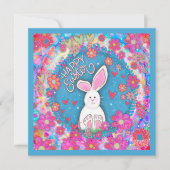 Leuke grillige Happy Easter Bunny Inspirivity Notitiekaartje (Voorkant)
