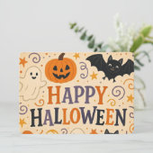 , leuke grillige Happy Halloween Kaart (Staand voorkant)