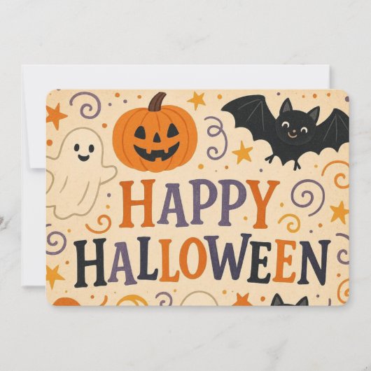, leuke grillige Happy Halloween Kaart (Voorkant)