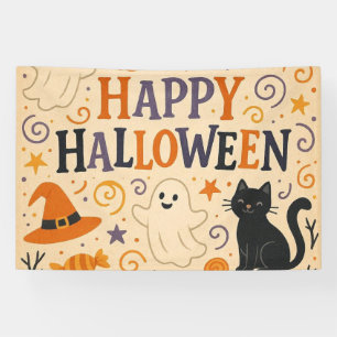 , leuke grillige Happy Halloween Spandoek