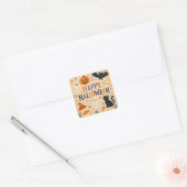 , leuke grillige Happy Halloween Vierkante Sticker (Envelop)