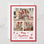 Leuke grillige kerstvakantie 3 familiefoto feestdagenkaart (Voorkant)