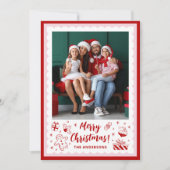 Leuke grillige kerstvakantie foto feestdagenkaart (Voorkant)