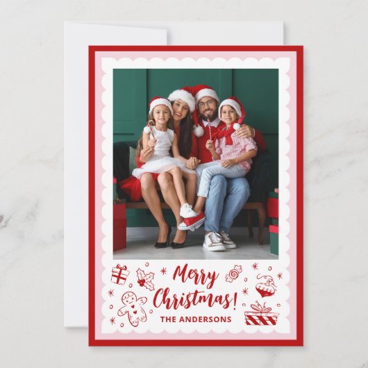 Leuke grillige kerstvakantie foto feestdagenkaart (Voorkant)