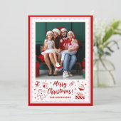 Leuke grillige kerstvakantie foto feestdagenkaart (Staand voorkant)