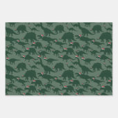 Leuke & grillige kerstvakantie Groene dinosaurus Inpakpapier Vel (Voorkant 3)