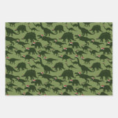 Leuke & grillige kerstvakantie Groene dinosaurus Inpakpapier Vel (Voorkant)