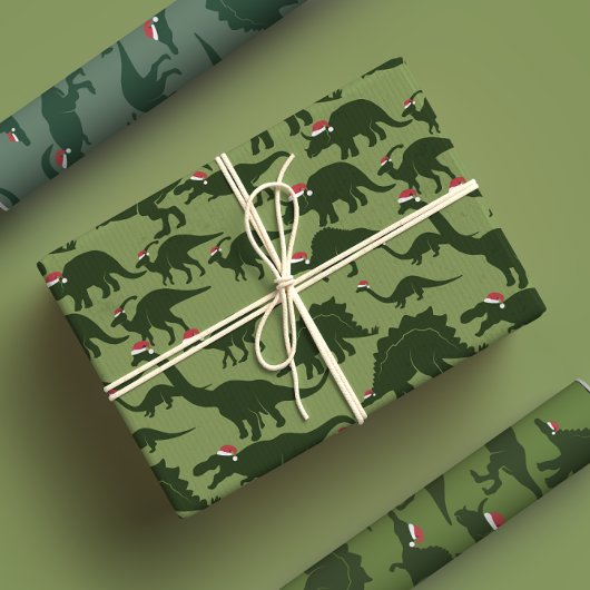Leuke & grillige kerstvakantie Groene dinosaurus Inpakpapier Vel