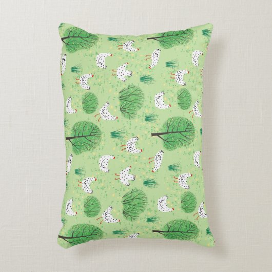 Leuke grillige kip weide groen veld kippen accent kussen (Voorkant(Verticaal))