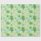 Leuke grillige kip weide groen veld kippen cadeaupapier (Vlak)