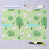 Leuke grillige kip weide groen veld kippen tissuepapier (Craft)
