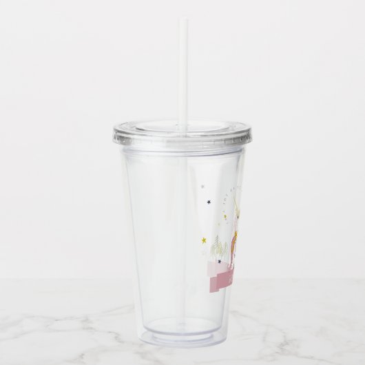 Leuke grillige magische eenhoorn roze prinses Kind Acryl Drinkbeker (Rechts)
