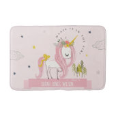 Leuke grillige magische eenhoorn roze prinses Kind Badmat (Voorkant)