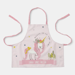 Leuke grillige magische eenhoorn roze prinses Kind Schort