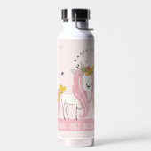 Leuke grillige magische eenhoorn roze prinses Kind Waterfles (Links)