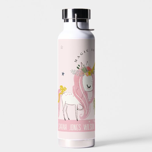 Leuke grillige magische eenhoorn roze prinses Kind Waterfles (Links)