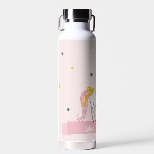 Leuke grillige magische eenhoorn roze prinses Kind Waterfles (Voorkant)