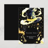 Leuke grillige magische tovenaar verjaardag bedankkaart (Voorkant / Achterkant)