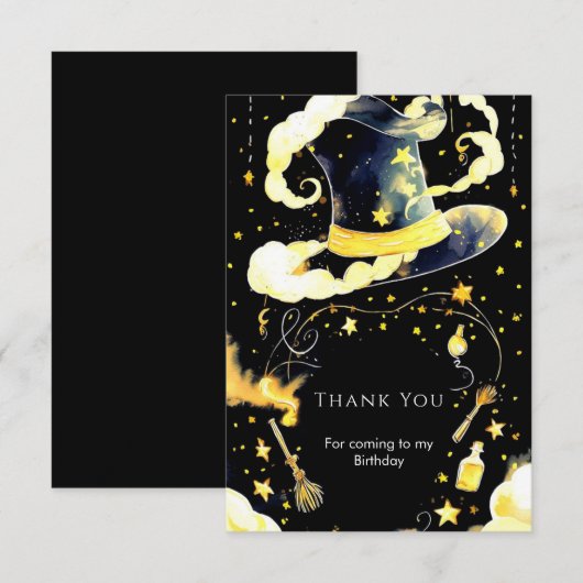 Leuke grillige magische tovenaar verjaardag bedankkaart (Voorkant / Achterkant)