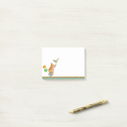 Leuke grillige neushoorn op een unicycle art post post-it® notes (Op bureau)