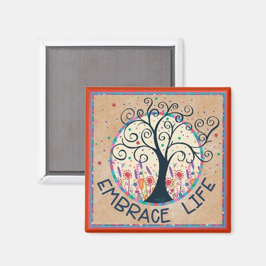 Leuke grillige omhelzen Life Tree Inspirivity Magneet (Voorkant / Achterkant)