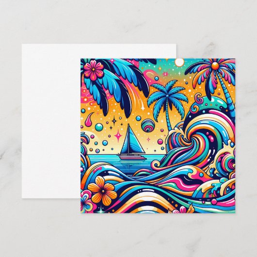 Leuke grillige psychedelische zeilboot (Voorkant / Achterkant)