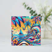 Leuke grillige psychedelische zeilboot (Staand voorkant)