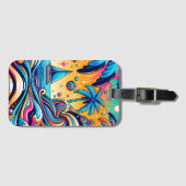 Leuke grillige psychedelische zeilboot bagagelabel (Voorkant (horizontaal))