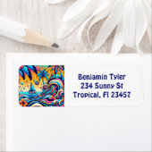 Leuke grillige psychedelische zeilboot etiket (Insitu)