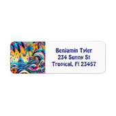 Leuke grillige psychedelische zeilboot etiket (Voorkant)