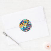 Leuke grillige psychedelische zeilboot ronde sticker (Envelop)