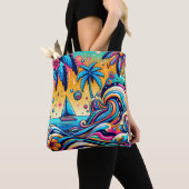 Leuke grillige psychedelische zeilboot tote bag (Dichtbij)
