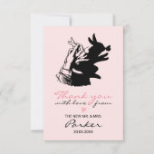 Leuke grillige retro pastel roze konijn illustrati bedankkaart (Voorkant)