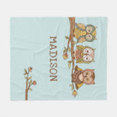 Leuke grillige uilen Moderne meisje gepersonalisee Fleece Deken (Voorkant (Horizontaal))