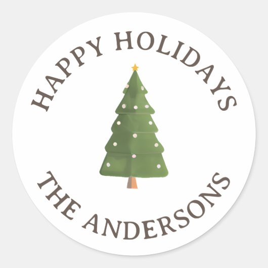 Leuke grillige versierde kerstboom ronde sticker (Voorkant)