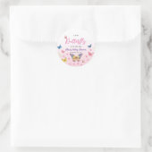 Leuke grillige vlinder meisjes roze Baby shower Ronde Sticker (Tas)