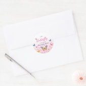 Leuke grillige vlinder meisjes roze Baby shower Ronde Sticker (Envelop)