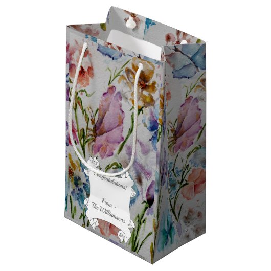 Leuke grillige vlinders en bloemen klein cadeauzakje (Voorkant Gekanteld)